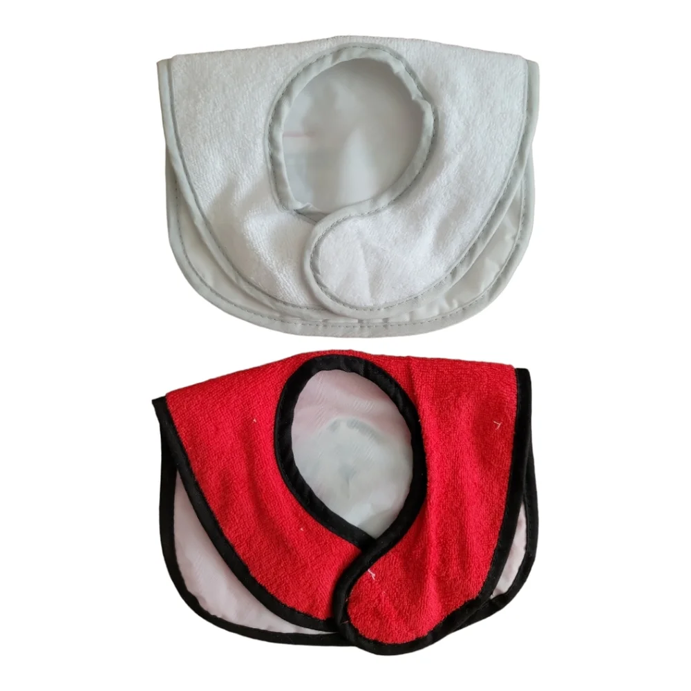 2 New Baby Bibs Fire Truck Dalmatian Dog Puppy Velcro Terry Cloth Red White